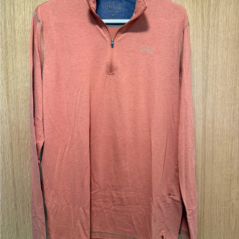 Orvis Men's Orange quarter zip tee